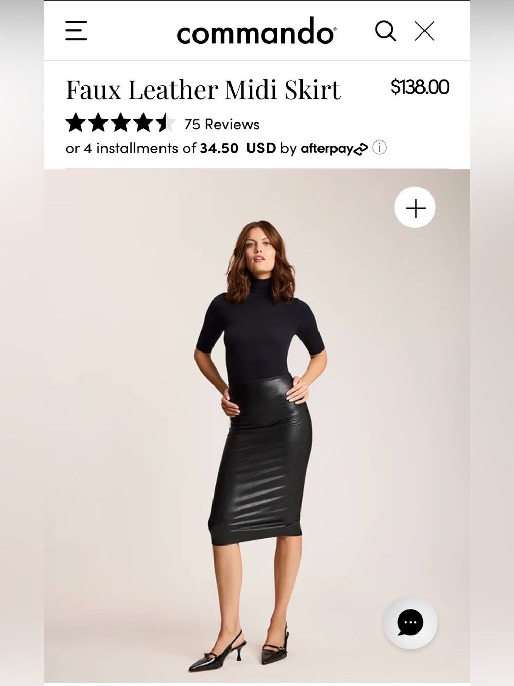 Commando Faux Leather Brown Midi Skirt XS